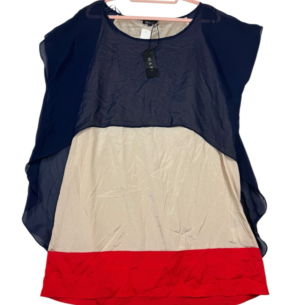 Wapi Plus Colorblock Sheer‎ Layered Blouse